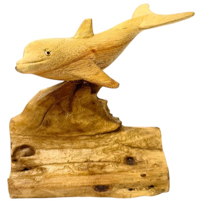 Small Dolphin on Driftwood Statue